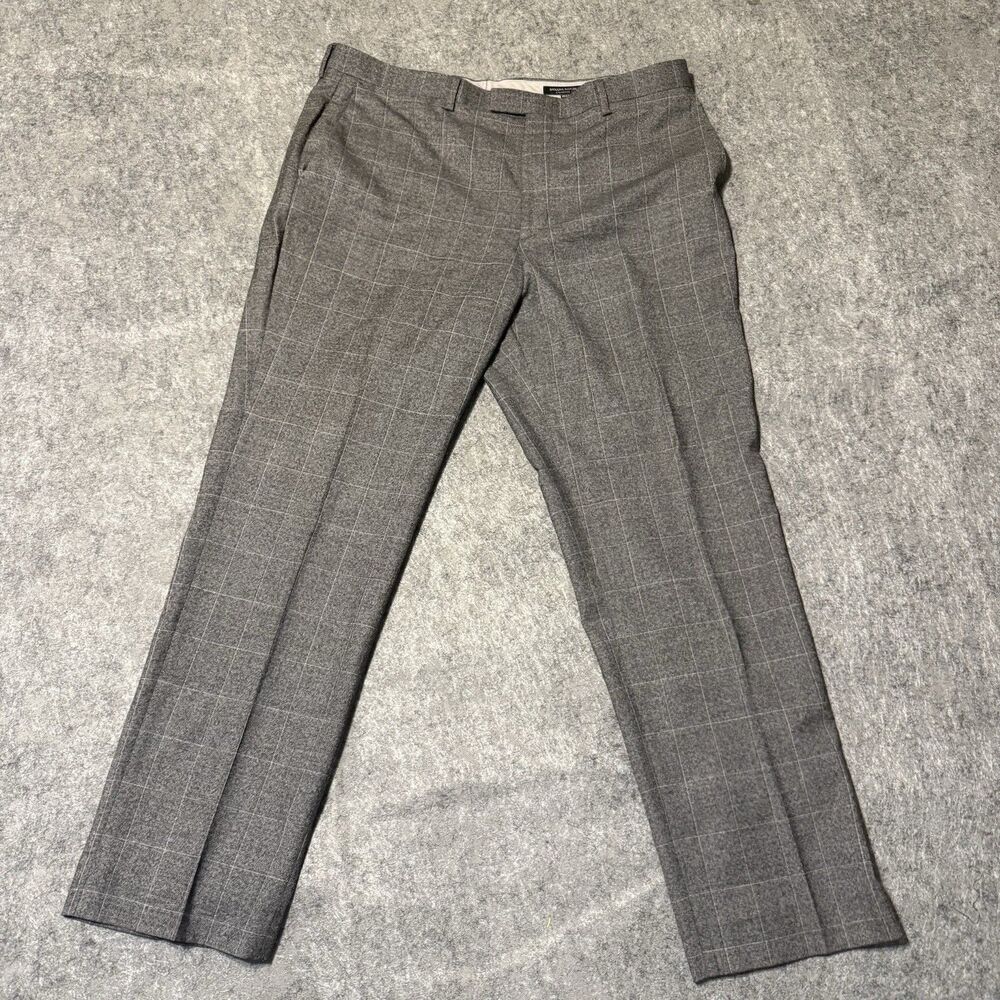 Banana Republic Marzotto Italian Wool 36 x32 Gray Plaid Pants Men's Pleated